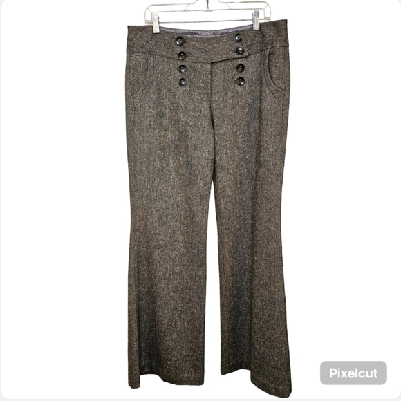 👍 Dalia Collection grey business formal wide winter lined wool pants 12 US - Picture 1 of 7